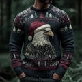 Comstylish Men's Viking Christmas Eagle Pattern Cozy Knit Sweater