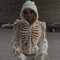 Women's Halloween Skull Sequined Knit Hooded Sweater artswardrobe