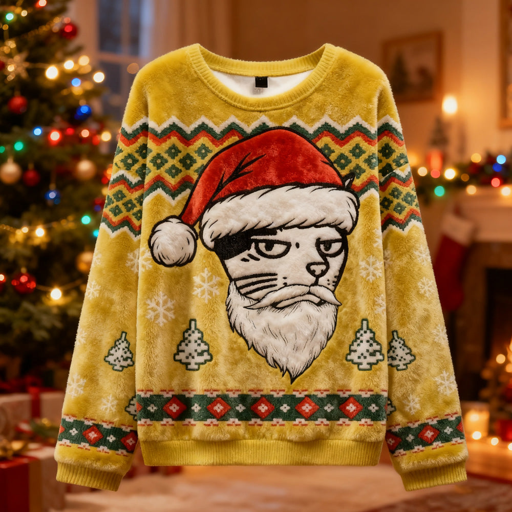 Comstylish Santa Cat Funny Christmas Ugly Sweater