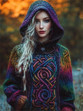 Mystical Galaxy Gradient Celtic Cozy Hooded Sweater artswardrobe