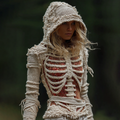 Comstylish Women's Halloween Skeleton Bandages Art Knit Hooded Sweater