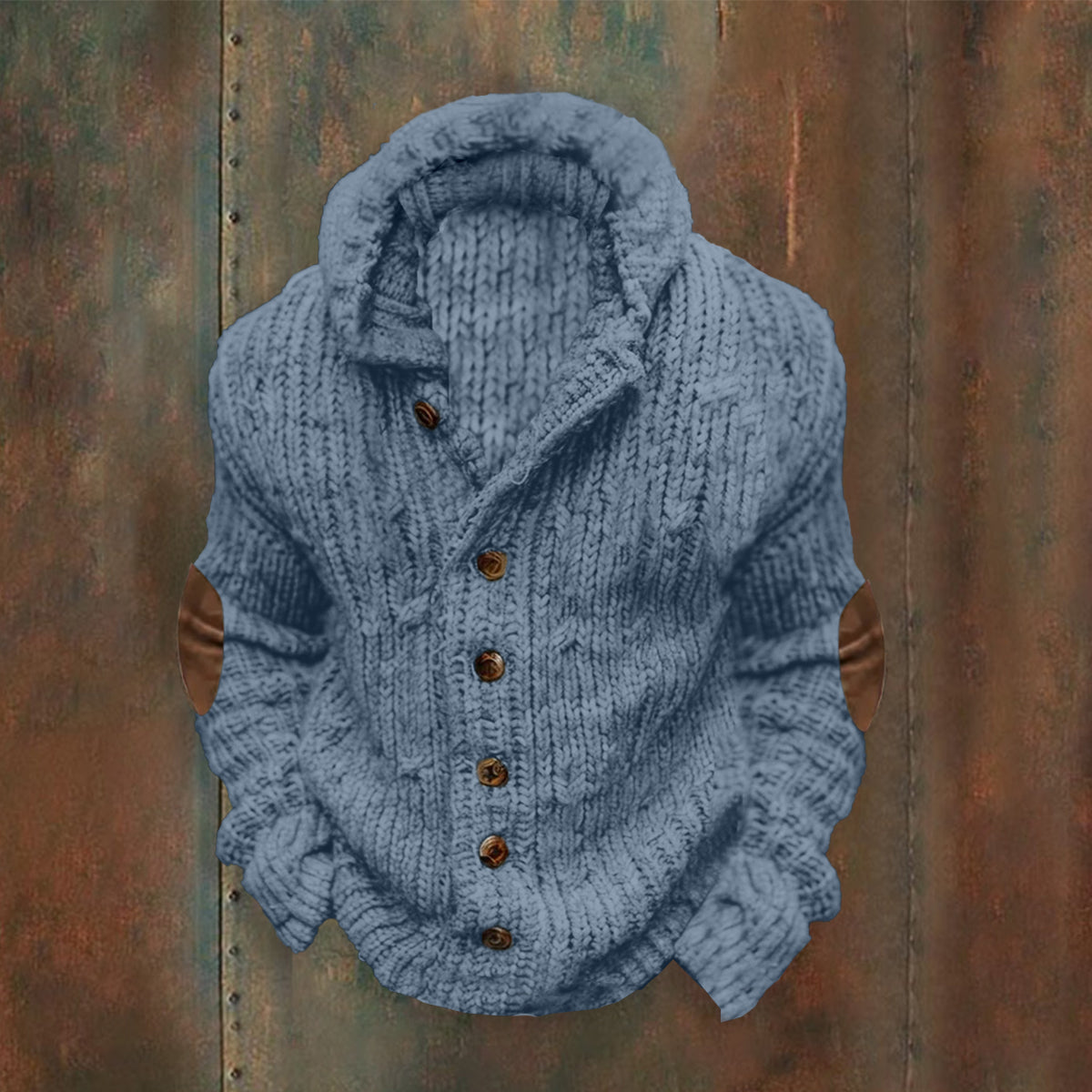Vintage Cable Knit Basic Buttons Hooded Sweater artswardrobe