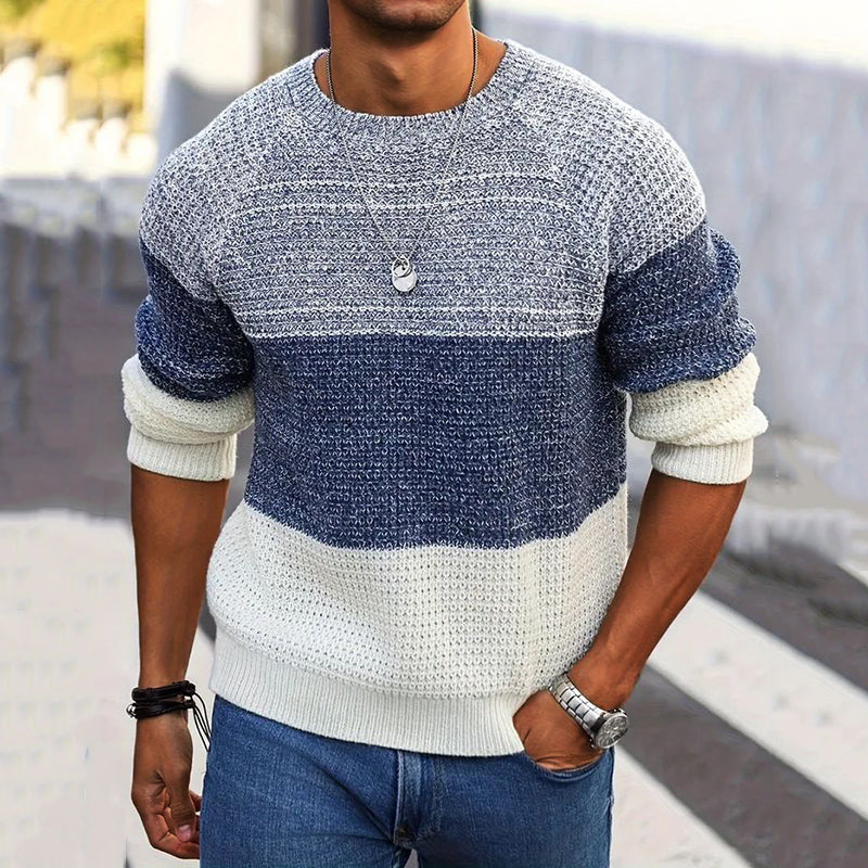 Men's Vintage Gradient Knitted Crew Neck Sweater artswardrobe