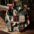 Men's Christmas Tree Holly Geometric Print Button Sweater artswardrobe