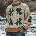 Men's Irish Celtic Knotted Knit Jacquard Warmth Sweater artswardrobe