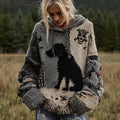 Vintage Dog Horror Spider Web Cozy Knit Hooded Sweater elevenforest