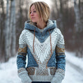 Comstylish Viking Mythology Angel Wings Women's Knit Hooded Sweater