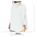 Maria Elena® | Plain turtleneck sweater with side slit hem