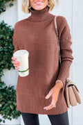 Julia® | Mineral red ribbed turtleneck tunic sweater