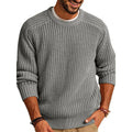 Men's Solid Color Long-sleeved Crew Neck Casual Sweater elevenforest