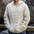 Men'S Retro Cable Knit Cozy Hooded Sweater artswardrobe