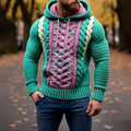 Men'S Multicolor Knit Jacquard Hooded Sweater artswardrobe