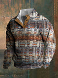 Vintage Colorful Knit Pattern Men's Stand-Up Sweater artswardrobe