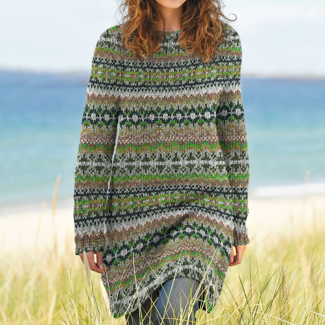 Vintage Icelandic Pattern Knitted Sweater Dress elevenforest