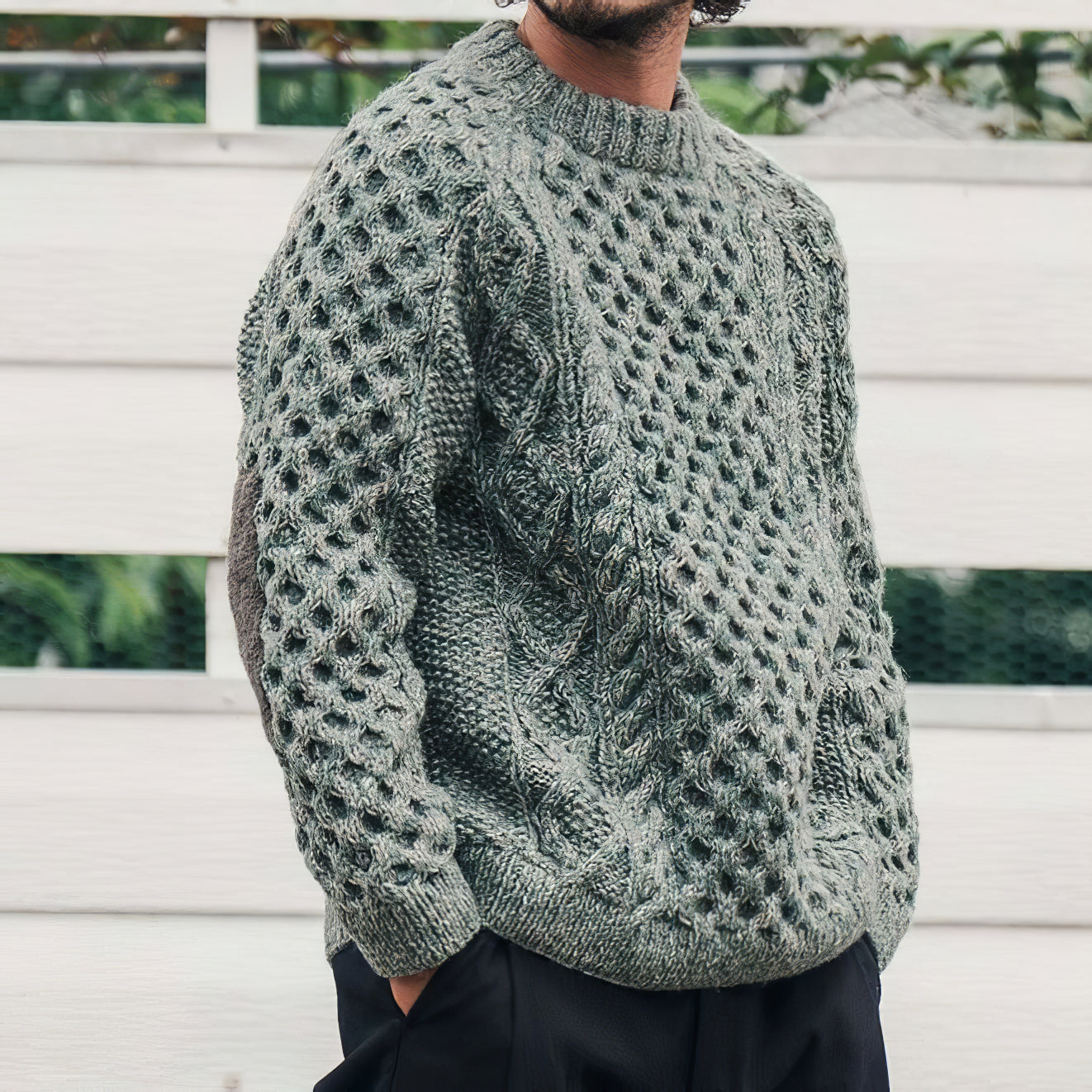 Men's Classic Chunky Check Jacquard Sweater artswardrobe