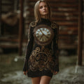 Classy Steampunk Clock & Gears Turtleneck Mini Sweater Dress artswardrobe