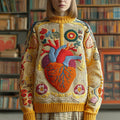 Comstylish Women's Classic Halloween Anatomy Art Knit Turtleneck Sweater