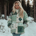 Comstylish Women's Floral Clover Button-down Warm Sweater