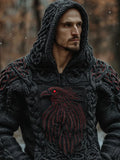 Viking Red-eyed Raven Halloween Art Men's Hooded Sweater artswardrobe