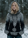 Women's Viking Style Gradient Celtic Knot Hooded Sweater artswardrobe