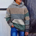 Men'S Vintage Colorful Knitted Patchwork Cozy Hooded Sweater artswardrobe