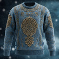 Men's Vintage Celtic Knot Knit Crew Neck Sweater artswardrobe