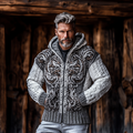 Men's Viking Dragon Style Celtic Thick Zip Hooded Sweater elevenforest