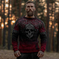 Men's Vintage Halloween Skull Viking Art Knit Sweater artswardrobe