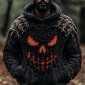 Halloween Devil Smiling Face Knitted Hooded Sweater artswardrobe