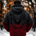 Men's Viking Dragon Style Celtic Art Knit Hooded Zip-up Sweater artswardrobe