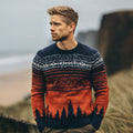 Retro Christmas Tree Design Men's Icelandic Sweater artswardrobe