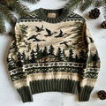 Vintage Forest And Birds Pattern Warmth Knitted Jacquard Unisex Sweater artswardrobe