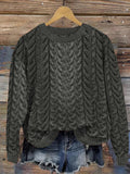 Women's Super Soft Honeycomb Aran Crew Neck Sweater elevenforest