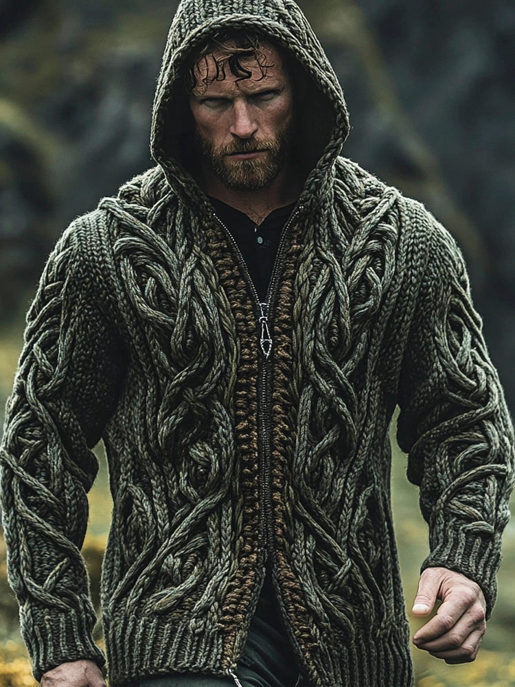 Vintage Celtic Knot Men's Hooded Zipper Sweater artswardrobe