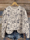 Comstylish Abstract Cartoon Dogs Women's Soft Sweater