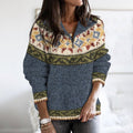 Retro Geometric Knitted Button Down Ziper Cozy Sweater elevenforest