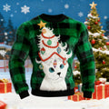 Comstylish Men's Cartoon Cute Cat Print Ugly Christmas Tree Pullover Sweater