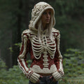 Comstylish Women's Vintage Skeleton Art Cozy Knit Hooded Sweater