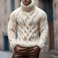 Men'S Vintage Knit Jacquard Turtleneck Sweater artswardrobe