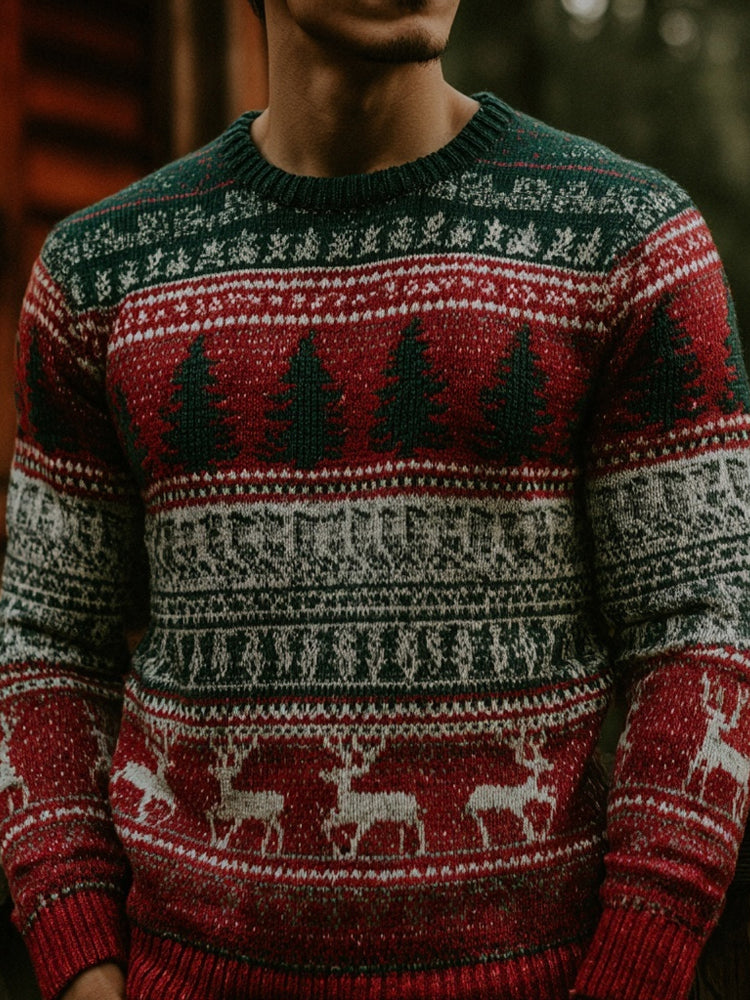 Men's Retro Classic Christmas Inspired Art Cozy Knit Sweater artswardrobe