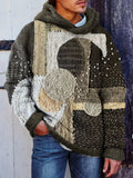 Men's Japanese Sashiko Fiber Art Cozy Hooded Sweater artswardrobe
