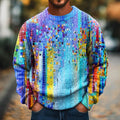 Vintage Multicolor Abstract Gradient Art Print Knit Sweater artswardrobe