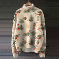 Vintage Floral Print Knit Turtleneck Pullover Sweater elevenforest