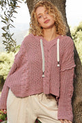 Larisa® | Chenille cable knit sweater with hood