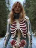 Comstylish Female Anatomy Art High Collar Mist Blue High Collar Sweater