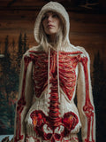 Women Halloween Bloody Anatomy Art Hooded Sweater artswardrobe