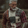 Men's Vintage Christmas Plaid Colorblock Cozy Knit Sweater artswardrobe