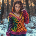 Vintage Celtic Knot Rainbow Irish Aran Sweater artswardrobe