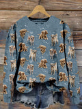 Comstylish The Golden Retriever Pattern Cozy Sweater