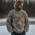 Men's Viking Celtic Knot Wolf Art Knit Pullover Sweater artswardrobe
